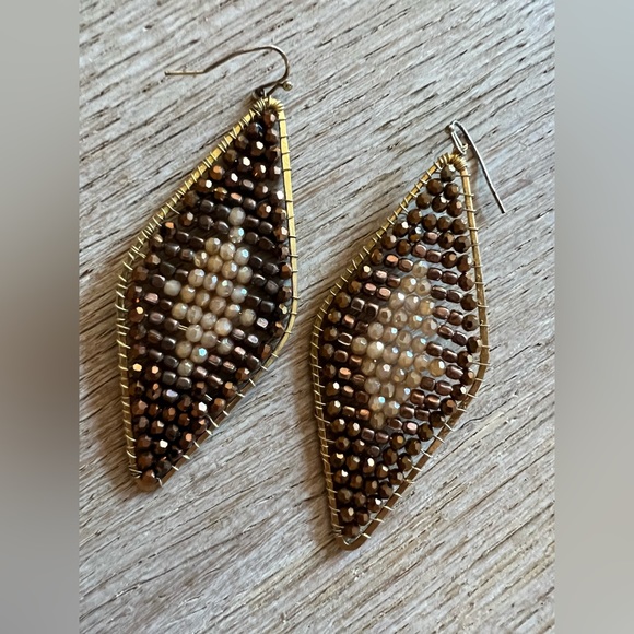 Francesca’s Collections Beaded Drop Earrings | Color: Brown, Gold | Size: OS - Picture 4 of 5